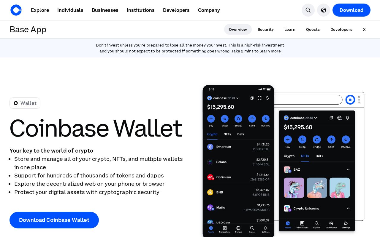 Coinbase Wallet product page
