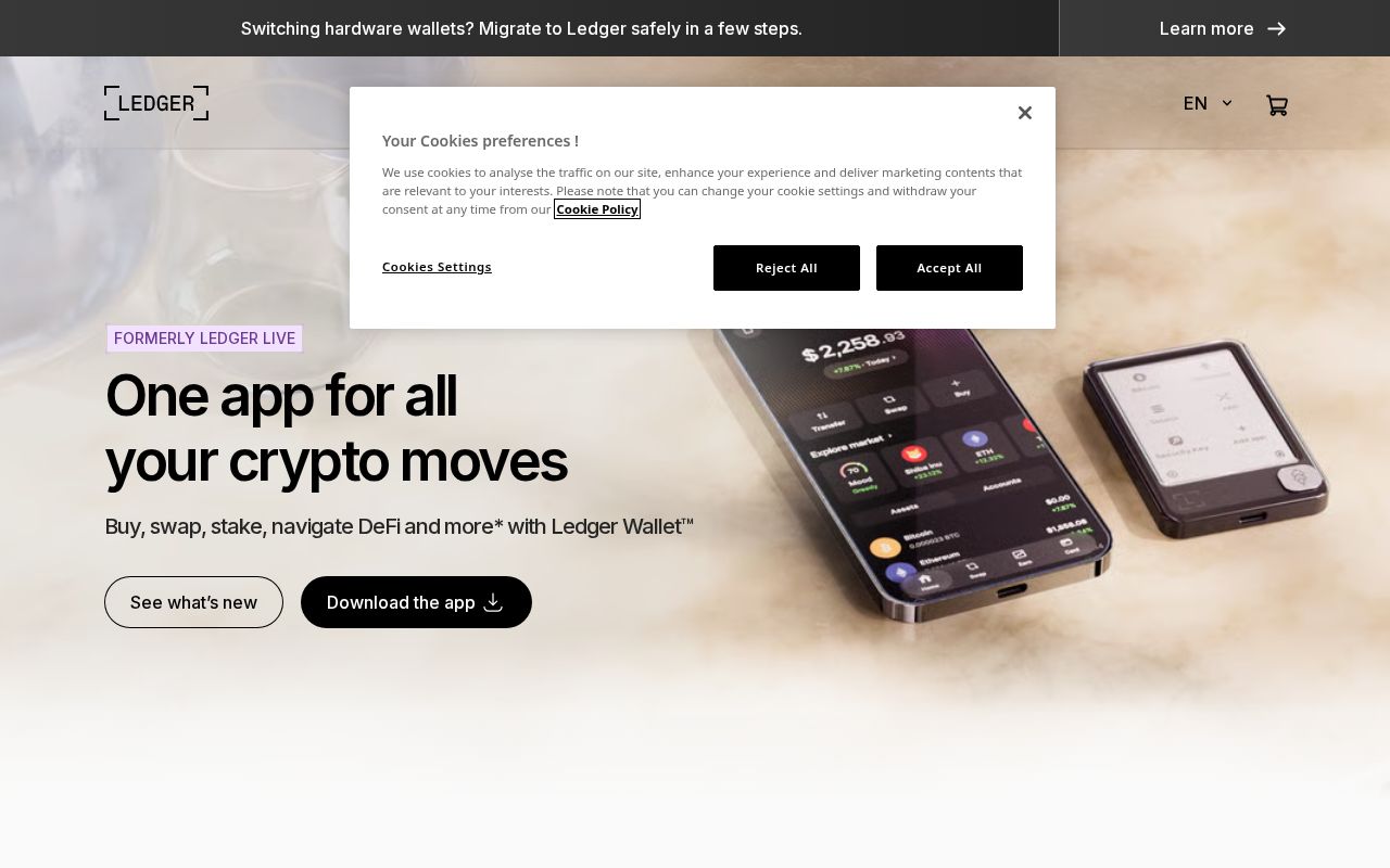 Ledger Live app marketing page