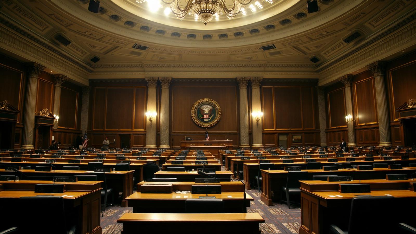 An empty chamber. The market-structure bill has slipped repeatedly as other business took the floor.
