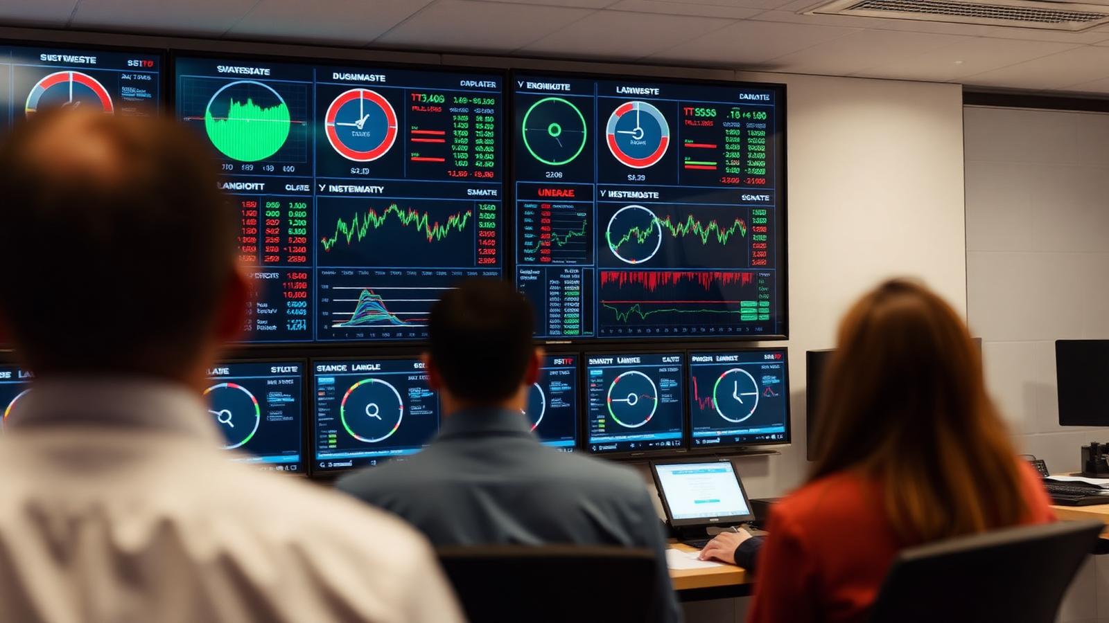 Institutional allocators reviewing risk dashboards. Synthetic dollar exposure is increasingly held through intermediaries.