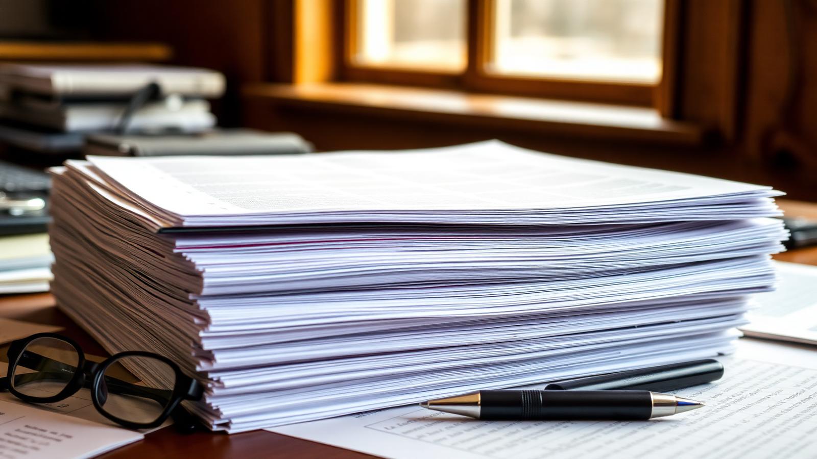 Rulemaking drafts on a lawyer's desk. The exemption has been redrafted repeatedly since it was first trailed.